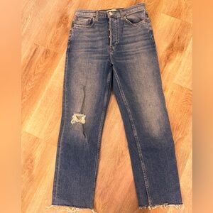 Re/done Ultra High Rise Stove Pipe in Vintage Indigo Destroy size 27